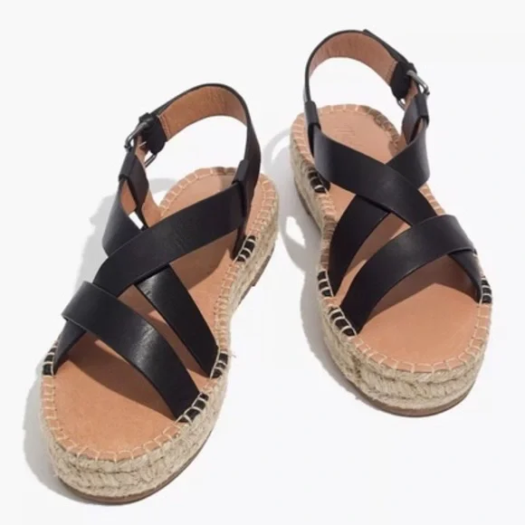 Madewell Shoes Madewell The Malia Espadrille Sandal Black Size
